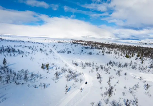 Skoter åker på fjället